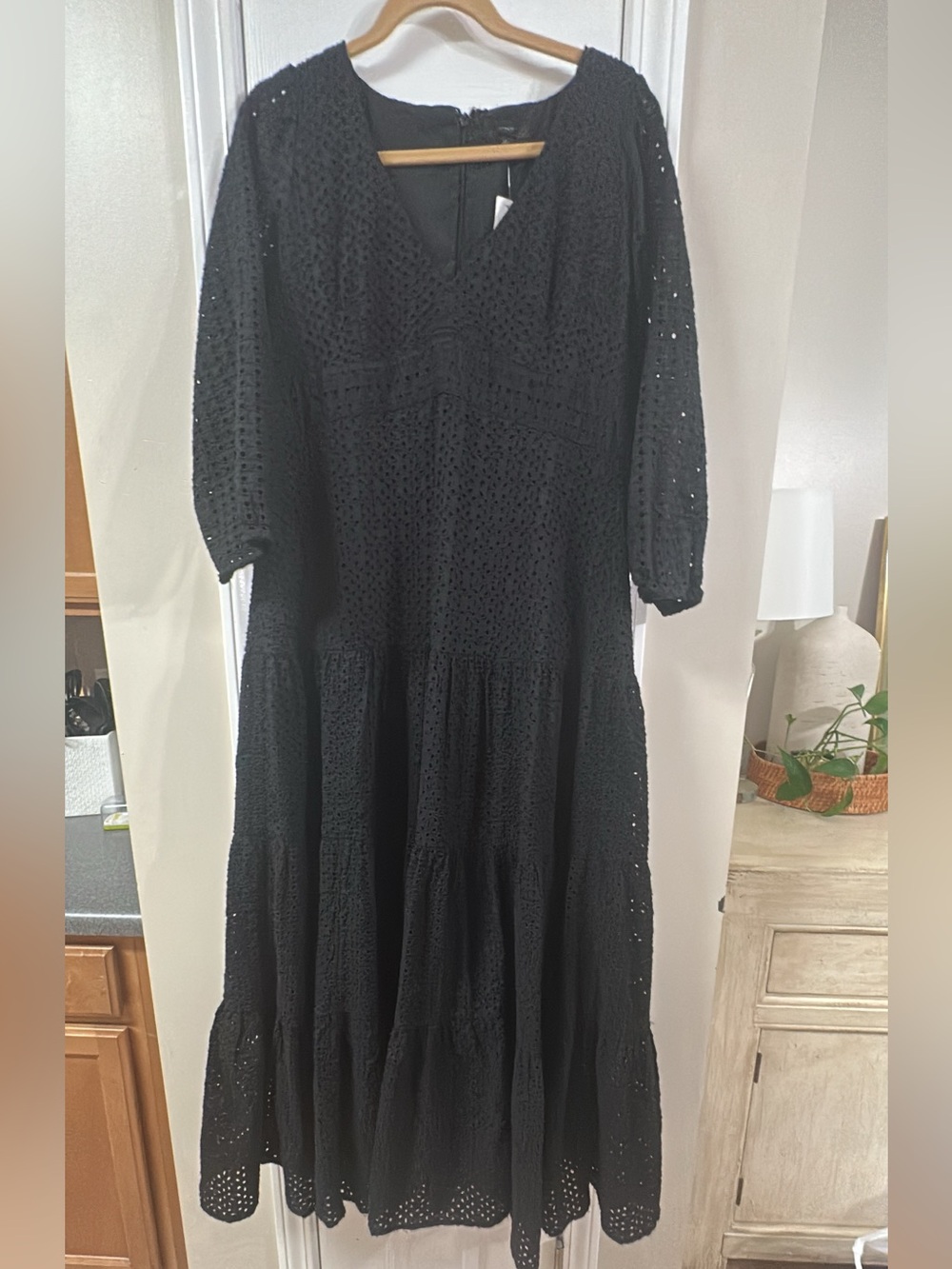 J. Crew NWT Black Tiered Eyelet Maxi Dress pit to pit 21 (mix42)